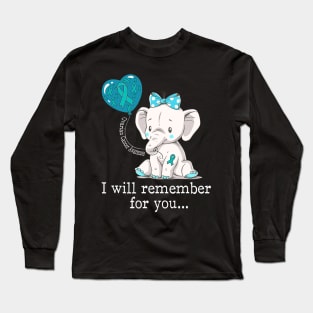 Ovarian Cancer Awareness Elephant Funny Long Sleeve T-Shirt